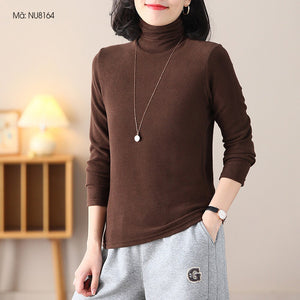 Áo T-shirt dài tay cổ lọ một màu - NU8163
