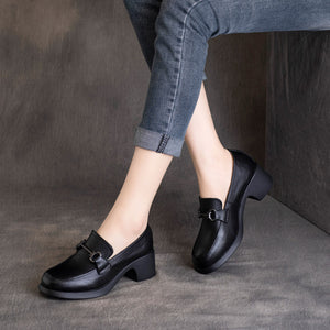 Giày da retro đế cao khóa thép mũi tròn - OD0976