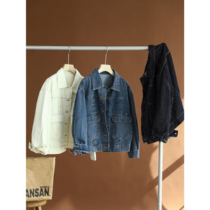 Áo khoác jacket denim dài tay cổ đức túi vuông - NU8251