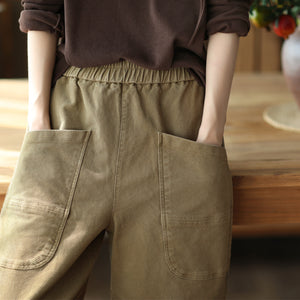 Quần baggy retro lưng thun hai túi lớn - NU7816