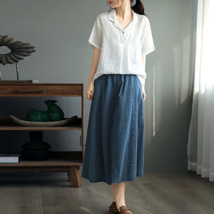 Áo sơ mi linen ngắn tay cổ vest - NU8562