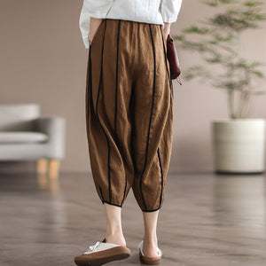 Quần baggy linen lưng thun may đường sọc - NU7293