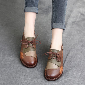 Giày retro mảng màu thắt dây - NU4246