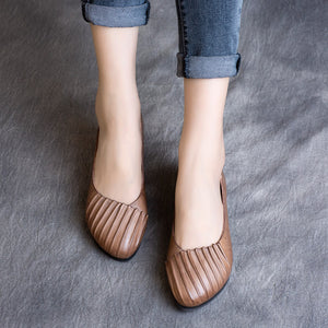 Giày da búp bê retro gấp nếp - NU4314