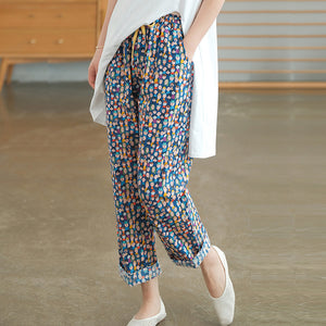 Quần baggy lưng thun dây rút ống đứng in những khuôn mặt - NU7338
