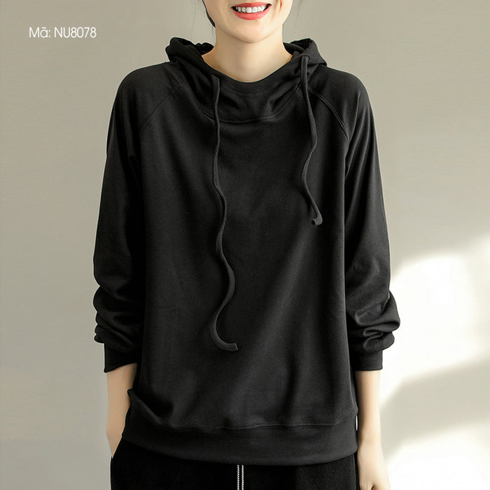 Áo hoodies bông nhung dài tay một màu - NU8077