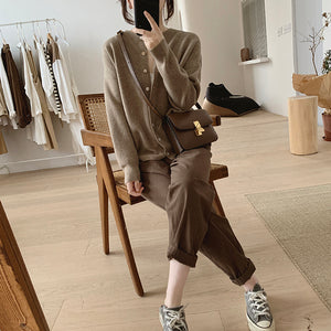 Áo khoác cardigan len dệt kim dài tay cổ tròn - NU7818