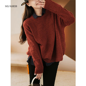 Áo len dài tay cổ tròn kiểu đan caro - NU8037