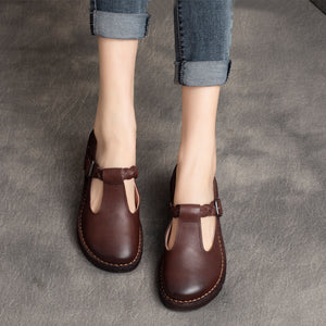 Giày da retro quai đan thủ công khóa cài - OD0705