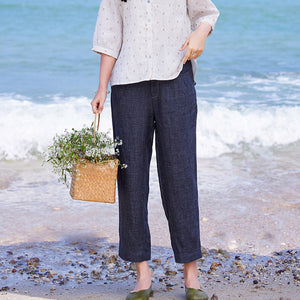 Quần baggy linen ống đứng hai túi khóa kéo - OD0608