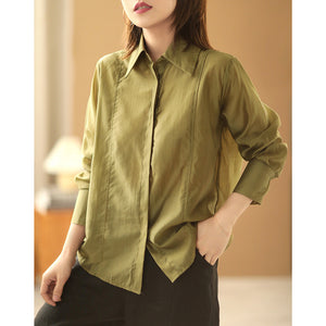Áo sơ mi dài tay cổ sen nhọn hai khuy tay áo - NU7564