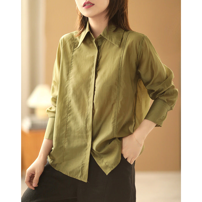 Áo sơ mi dài tay cổ sen nhọn hai khuy tay áo - NU7564