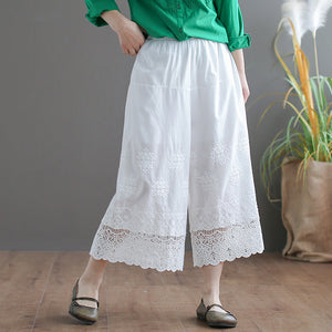 Quần baggy linen lưng thun thêu ren - NU5325