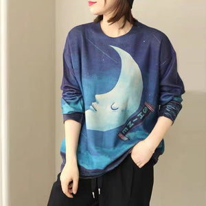 Áo len cashmere dài tay cổ tròn in những ngôi sao - NU7778