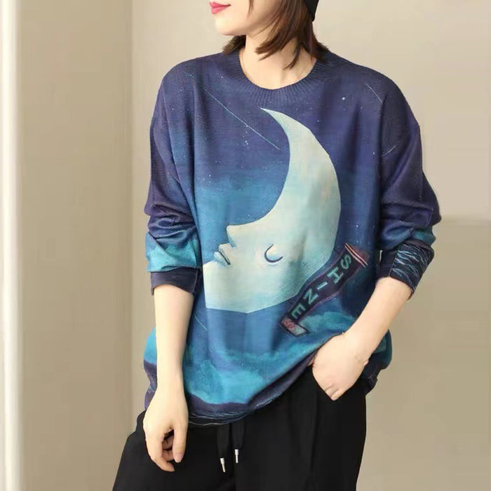 Áo len cashmere dài tay cổ tròn in những ngôi sao - NU7778