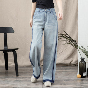 Quần baggy denim viền thô ống rộng - NU8236