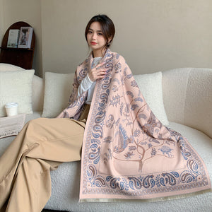 Khăn quàng cashmere hoa văn thiên nhiên - NU7800