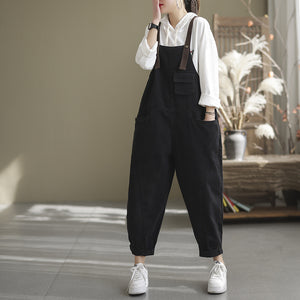 Quần baggy yếm denim một túi nhỏ - NU6934
