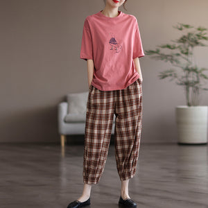 Quần baggy lưng thun kẻ sọc caro - NU6852