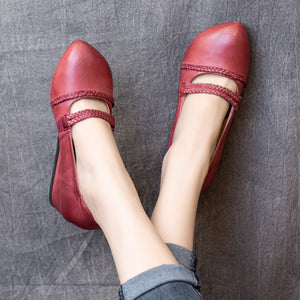 Giày da retro đế cao quai bện - NU5678