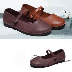 Giày da retro Morigirl miệng rông dây cài - NU4817
