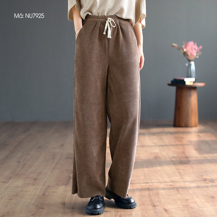 Quần baggy retro lưng thun dây rút hai túi sau - NU7923