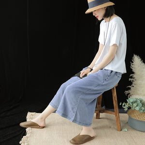 Quần baggy denim ống rộng dây rút - NU5442