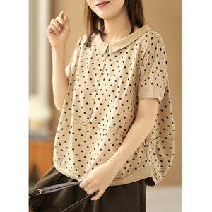 Áo T-shirt ngắn tay cổ pipi chấm bi - NU7292