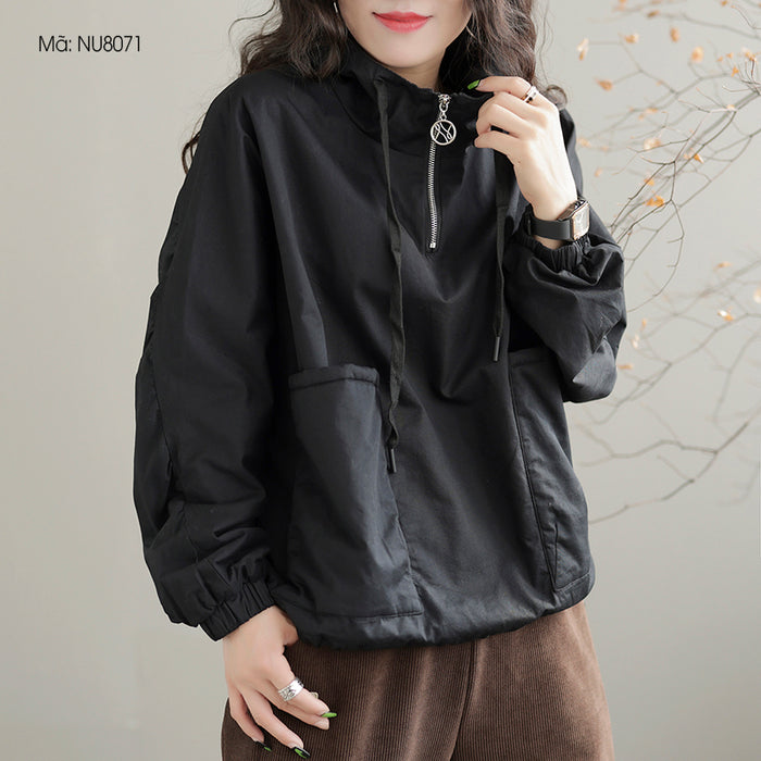 Áo hoodies dài tay lót lông hai túi vuông - NU8070