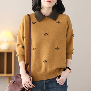 Áo len dệt kim cổ đức dài tay móc bông hoa kiểu - NU8177