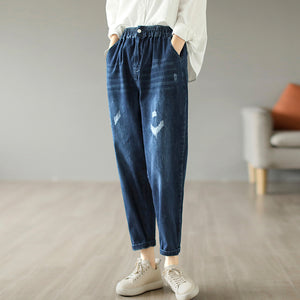 Quần baggy denim retro lưng thun kiểu sờn - NU8279