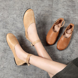 Giày da retro Morigirl dây cài - NU4812