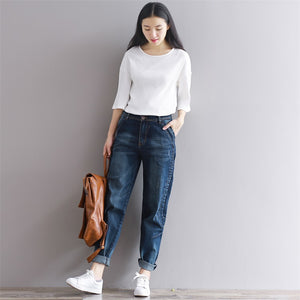 Quần baggy denim một màu túi kiểu - NU2108 - kamaka.vn - thời trang nhật