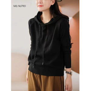 Áo hoodies len đan dài tay một màu - NU7950