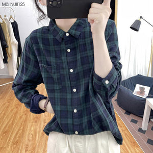 Áo sơ mi dài tay cổ đức kẻ sọc caro - NU8124