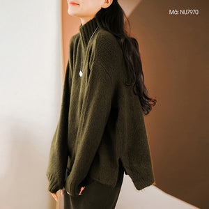 Áo len dài tay cổ lọ vạt kiểu mullet - NU7969