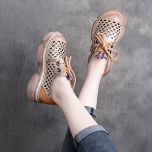 Giày da retro Sneaker đục lỗ để bằng - OD0641
