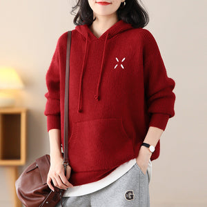 Áo hoodies len dài tay thêu dấu X - NU8172