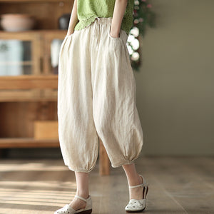 Quần baggy linen lưng thun túi tròn - NU5589