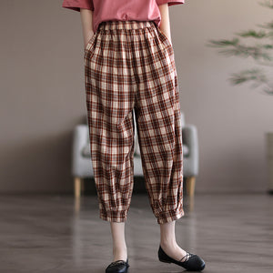 Quần baggy lưng thun kẻ sọc caro - NU6852