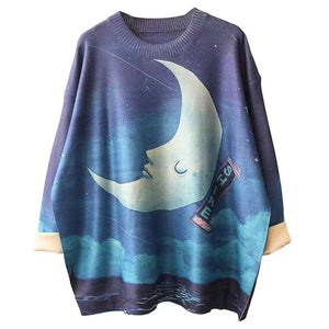 Áo len cashmere dài tay cổ tròn in những ngôi sao - NU7778