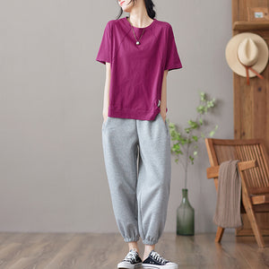 Áo T-shirt ngắn tay cổ tròn một màu - NU8352