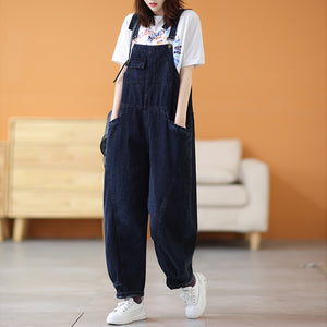 Quần baggy yếm denim gấu bo túi chéo - NU8225