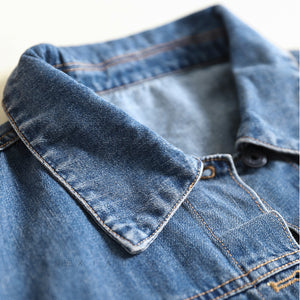 Áo khoác jacket denim dài tay cổ đức túi vuông - NU8251