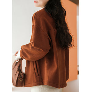 Áo khoác cardigan len dạ dài tay hai cổ V hai túi chéo - NU7872