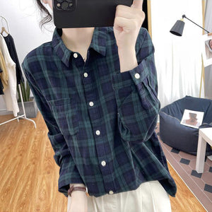 Áo sơ mi dài tay cổ đức kẻ sọc caro - NU8124
