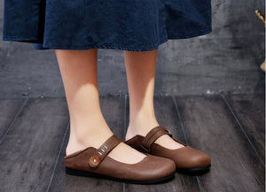 Giày da retro Morigirl quai đôi thủ công - NU4818