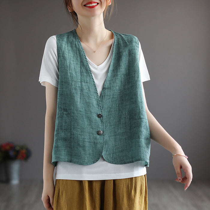 Áo khoác vest gile linen hai túi - NU7130