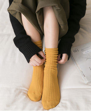 Tất gân cổ cao một màu set 5 màu ngẫu nghiên - NU3390 - kamaka.vn - thời trang nhật