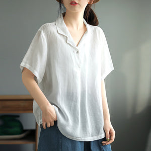 Áo sơ mi linen ngắn tay cổ vest - NU8562